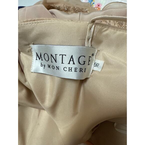 Montage Mon Cheri Mother of Bride Blush Dress Chiffon Jacket Beaded Detail - 16 - Picture 8 of 10